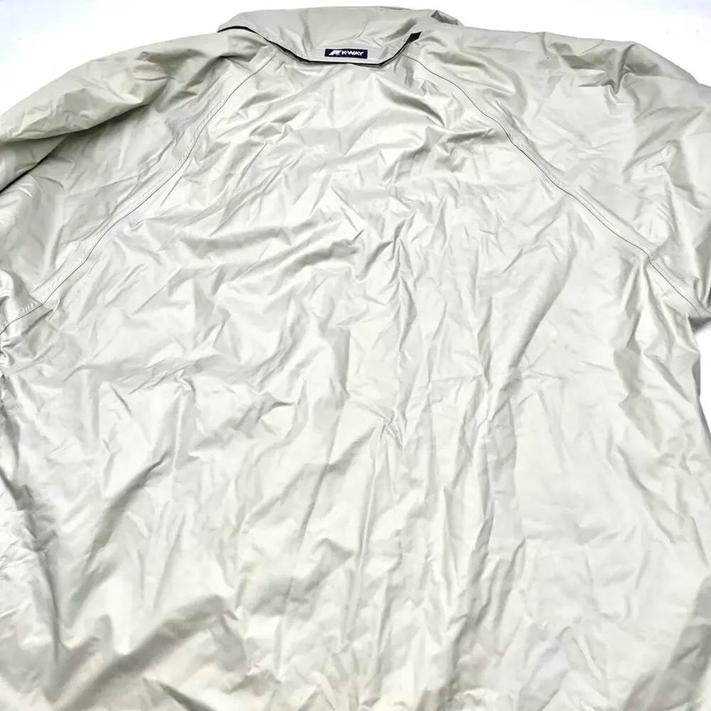K-WAY 2000 men windbreaker lightweight off-white pockets drawstring size MEDIUM
